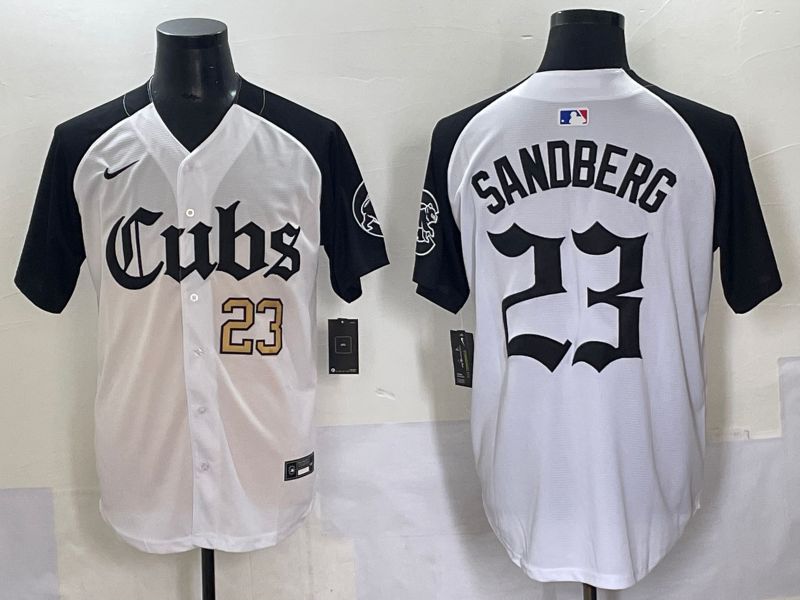 Men 2025 Chicago Cubs #23 Sandberg White black Five generations Joint Name Nike MLB Jersey style 6234->new york yankees->MLB Jersey